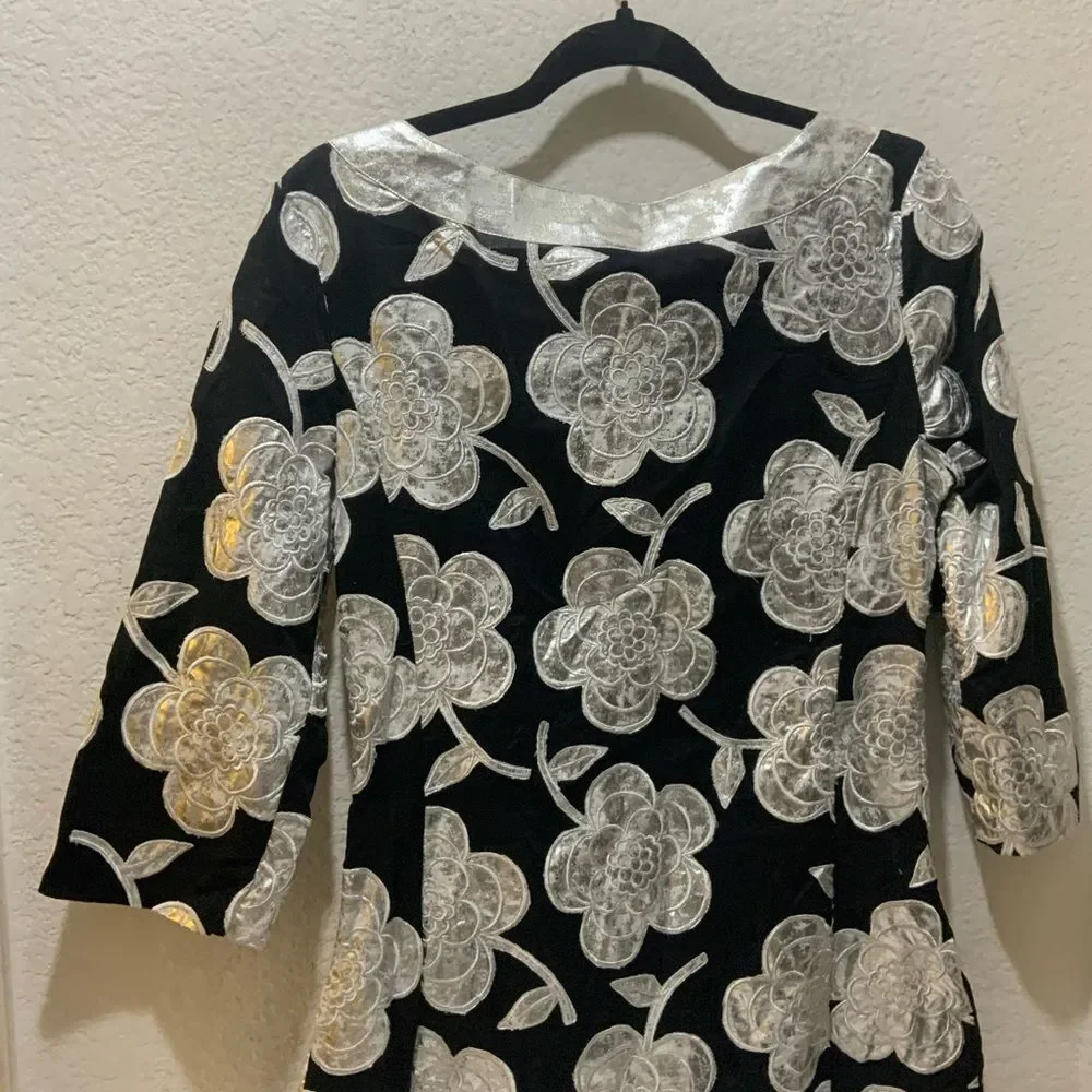Tory Burch Rochelle Top in Black and Silver size 10